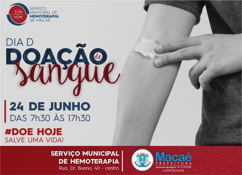 Junho Vermelho terá Dia D de doação de sangue em 24 de junho Elvis do